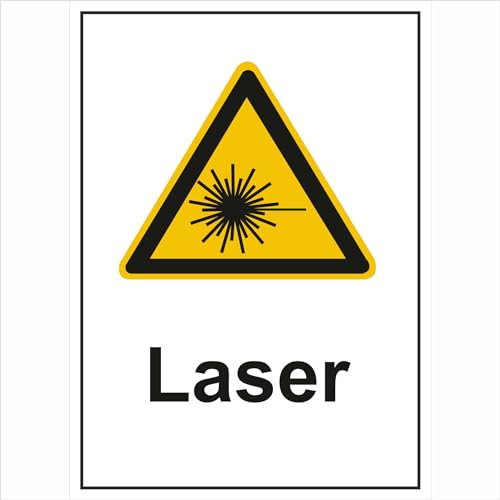 Indigos UG - Schild Laser Warn-Kombischild, 13,1x 18,5 cm - Warnung - Sicherheit - Hotel, Firma, Haus - Aluverbundplatte 3mm - Hinweisschild - Warnschild