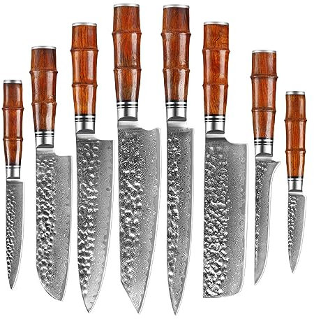 FBITE Coltello in acciaio damasco Coltello Santoku da chef giapponese Coltello Santoku a 67 strati VG10 Mannaia con anima in acciaio