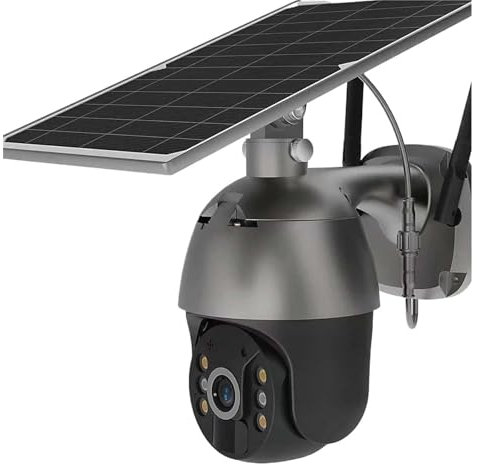 Telecamera IP di sicurezza esterna, Telecamera IP solare 2K 4MP 8W Alimentazione Batteria ricaricabile Video sorveglianza Telecamera PTZ wireless Allarme WiFi Visione notturna a colori Immagini HD ( S