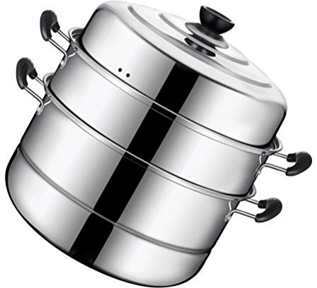 ANSNOW 1 Vaporera de Acero Inoxidable, Olla de Vapor de Varios Niveles, Olla de Vapor de Metal, Olla de Vapor, Olla de Vapor para Cocinar, Estufa, Olla de Vapor, Olla de Vapor, Trabajo de Inducción,