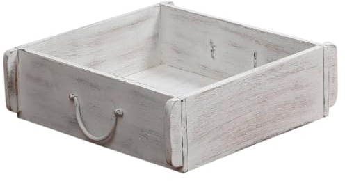 Boho Serviertablett Aligar handgefertigt aus Holz in Weiß 31 cm modern