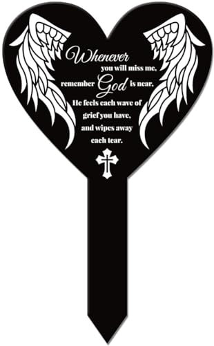 GLOBLELAND Palo commemorativo a Forma di Cuore per cimitero in Acrilico, Impermeabile, per cimitero, Tomba, cimitero