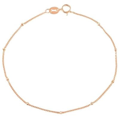 FRALHQFL S925-Sterlingsilber-Bohnenketten-Stapelarmband for Damen, einfacher Goldperlenschmuck(Material:Rose Gold)