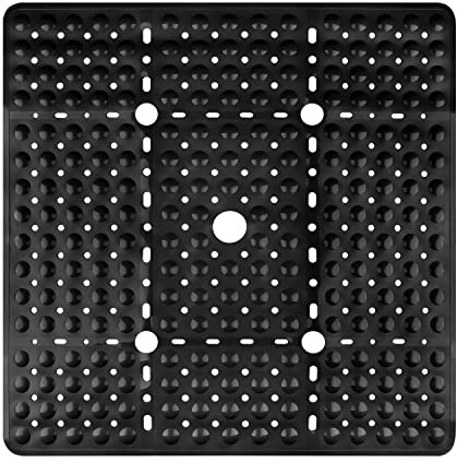 Lurowo Duschmatte rutschfest 70x70cm, Quadratische Antirutschmatte für Dusche mit Saugnäpfe, Duscheinlage rutschfest BPA frei, Badewannenmatte für Duschwanne oder Badewanne Maschinenwaschbar (Schwarz)