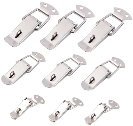 OSALADI Lot De 9 Pince De Serrage En Fer Avec Verrou à Moraillon à Ressort Verrou à Bascule Pour Coffres Armoires Et Outils Taille Petite Moyenne Et Grosse