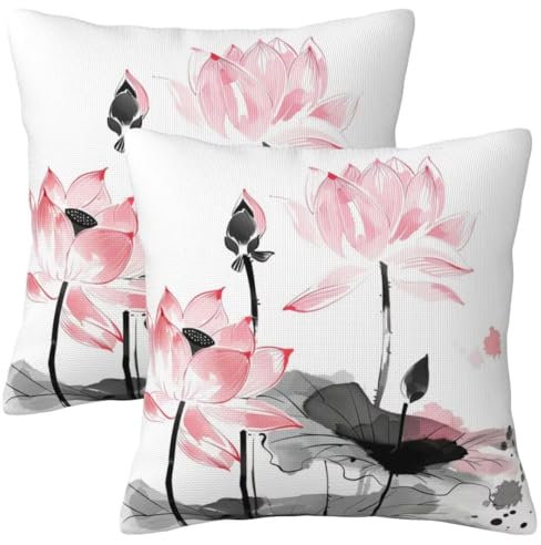 Kissenbezug 60x60 cm 2er Set Herbst Deko Kissen Rosa Kissenbezug, Quadrat Kissenbezüge, Weicher Sofakissen, Kissenhülle Herbst, Zier Kissen Mit ReißVerschluss, Couch Deko Schlafzimme Gifts 24x24Inch