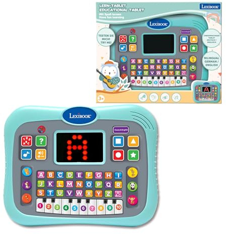 Lexibook, sprechendes Lern-Tablet, JCPAD007i3 | Deutsch/Englisch, Alphabet, Zahlen, Tiere, Klavier, interaktive Quiz-Modi
