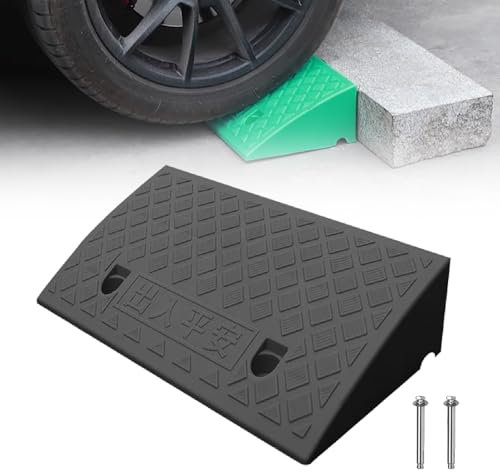 Tragbare Bordsteinrampe Dämpfungs Rampe PVC Schwellenrampe Höhe 3-19 cm Mit Strukturierter Oberfläche für Auto Rollstuhl Garage Gehweg Roller Karren(Black,50X50X18CM)