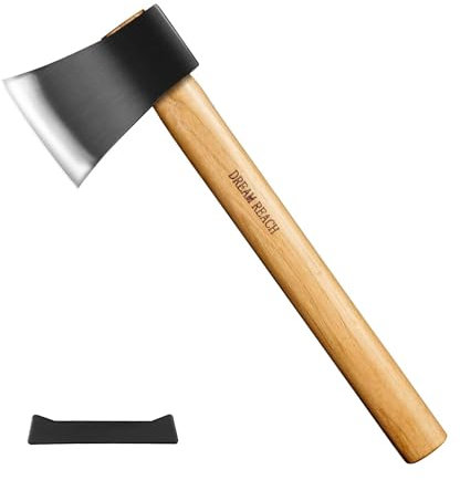 Dream Reach Axt Beil Handgeschmiedet mit Leder Holster und Carbonisierte Holzgriff, Handaxt für Camping und Garten