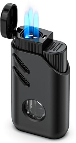 JOPOO Jet Feuerzeug Sturmfeuerzeug Jetflamme Gasfeuerzeug Gas Nachfüllbar Outdoor (Ohne Gas Verkauft)