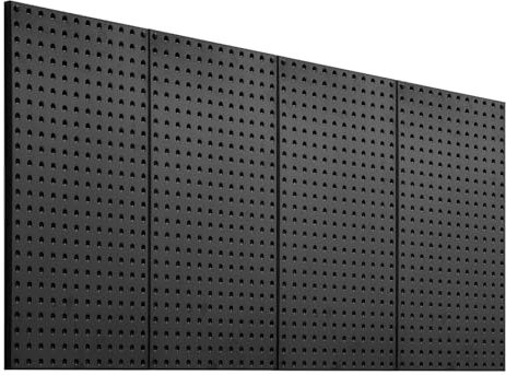 VEVOR Paneles Perforados de Metal de 609,6 x 304,8 x 19 mm 4 Paneles, Organizador de Pared de Acero Resistente, para Sala de Estar, Almacenamiento de Herramientas, Sala de Manualidades, Negro