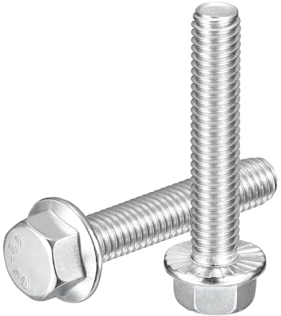 QUARKZMAN 25Pcs 3/8-16 x 2 Pernos Cabeza Hexagonal Con Brida, Tornillos Hexagonales Con Brida Acero Inoxidable 304, Tornillos Con Brida Hexagonal Grado 5.8, Plateado