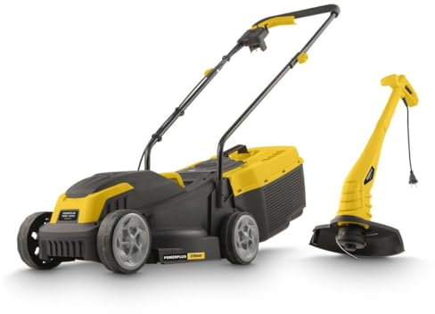 Powerplus Tondeuse Gazon et Coupe-Bordure Électrique POWXG62205T - Tondeuse à Gazon de 1300 W et 320 mm Ø et Coupe-Bordures de 250 W et 220 mm Ø, Outil de Jardin