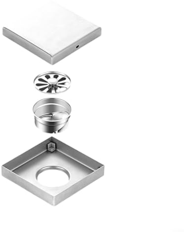 Filtro per scarico a pavimento in acciaio inox, per doccia, bagno, antiruggine, installazione semplice (bianco 12 x 12)