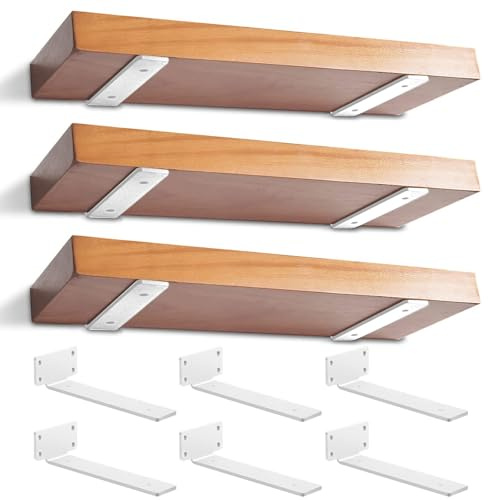 6 STK Regalhalterung 30cm, Winkel Regalhalterungs, Schwerlast regalhalterung schwebend, 5mm Dick Regalwinkel Metall 90 grad mit Schrauben | Weiß