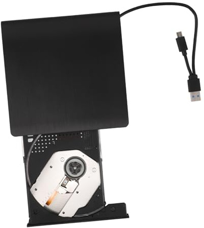 Happyyami Grabadora de CD y DVD Externa USB y Tipo C para Portátil y Ordenador de Sobremesa, Transferencia Rápida y Compatibilidad Múltiple