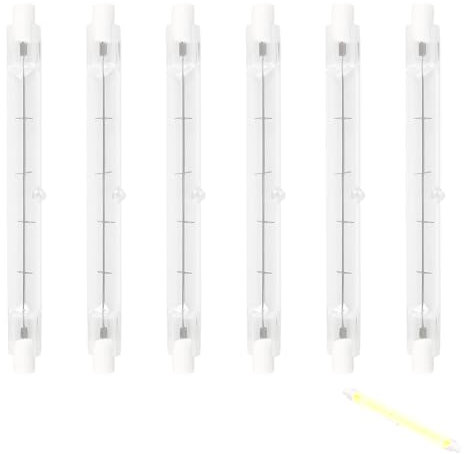 Vidsmow 6 Pack R7s Halogen Bulbs 118mm 230W Dimmable Linear Floodlight Bulb, Warm White 2800K, Energy Saving J118 Lamp, Alternative to R7s LED Bulb 118mm for Floor Lamps, Uplighters, Outdoor Lighting