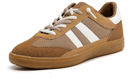 Niaemu Comfortable Fashion Sneakers Women's Cooling Casual Sports Slip-On Sneaker Shoes for Women with Removable Insole (8,Brown)