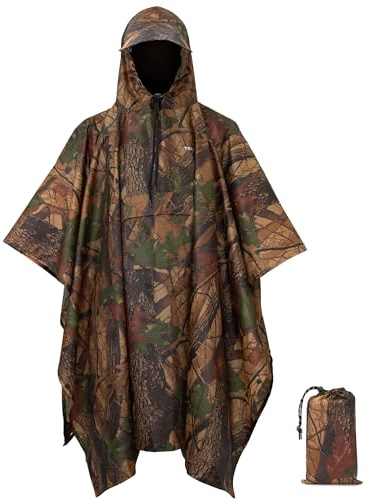 TechRise Poncho de Pluie Imperméable Unisexe à Capuche | Ultra-léger compact en EVA réutilisable, multifonction pour randonnée, camping, pêche et cyclisme