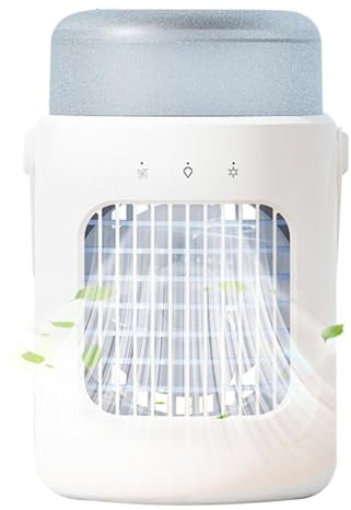 Air Cooler Fan, Space Personal Cooler, 9.25x5.71in Portable Ac Unit, 600ml Water Tank, 3 Speed Adjustable Setting for Tent, Garage, Office, Desktop, Hiking, Home, Room, Indoor