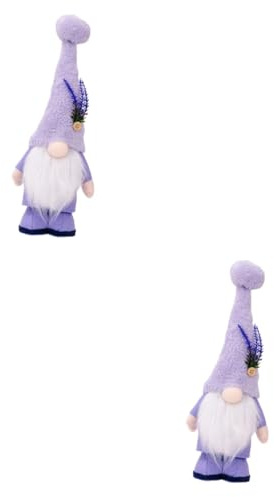 Ciieeo 2pcs Spring Lavender Gnome Doll Decorative Figurine for Home and Garden Handmade Tray Accent Cute Faceless Gnome Mother's Day Festival and Summer Decor