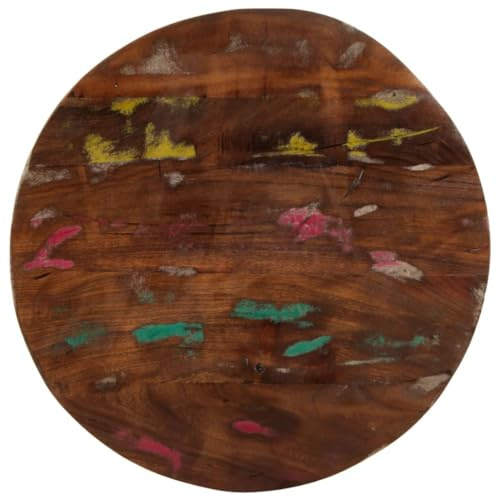 Qnhdfrt 60 x 2.5 cm Round Solid Reclaimed Wood Tabletop | Features a rustic textured finish suitable for DIY coffee or bistro tables in kitchens, living rooms, and patios.
