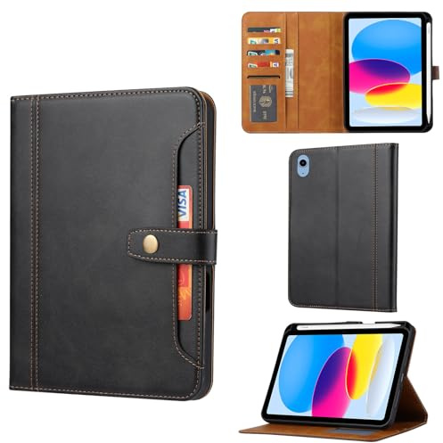 Custodia per iPad 10th Gen 11.9 pollici (Colore: Nero) Custodia a portafoglio in pelle Flip Back Case