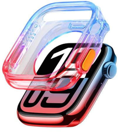 TYEMLM Klockfodral för Apple Watch S10 42 mm 46 mm utan skärmskydd Full HD TPU Bumper Cover för iWatch Series 10 klockfodral(Red Gradually Blue,S10 42mm)