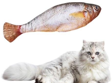 Imtrub Fish Katzenspielzeug – 150 mAh Katzenspielzeug, interaktive automatische elektrische Bereicherung für Langeweile, Training, Spielen, Zuhause, Innen- und Außenbereich