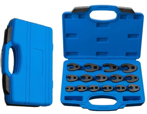 URPIZY Juego de 15 llaves inglesas de extremo abierto de 8 a 24 mm, 1/2 y 3/8 pulgadas, llave inglesa multifunción, llave de tubo de aceite, herramienta manual