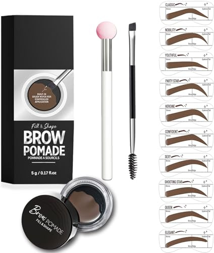 Eyebrow Stencils, Eye Brow Stencil Kits Brow Stamp Perfect Eyebrows, Waterproof Eyebrow Stamp Trio Kit with Sponge Applicator Long-Lasting for Girls Women With 10PCS Eyebrow Shaping Kit, Taupe