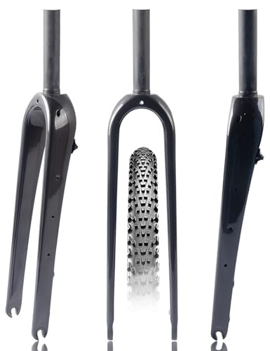 HZXQCVB Kohlefaser Starre Gabel 700C Gravel-Rennradgabel 1-1/8 Gerader/konischer Rohrdurchmesser Schnellspanner 9x100mm Scheibenbremse(Glossy Black,1-1/8'')