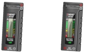 Juego de 2 probadores de batería convenientes 1.2-4.8V 9V portátil preciso probador de nivel de batería tipo A