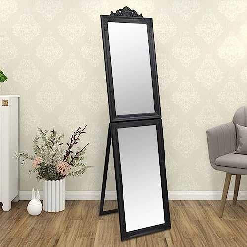 Lumanois Miroir sur Pied Noir 50x200 cm Miroirs Noir,351531