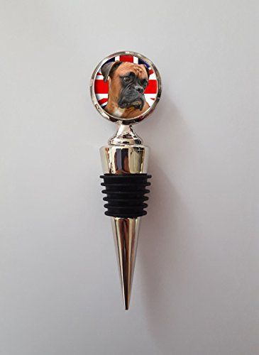 Boxer Dog Union Jack Polished Metal Wine Bottle Stopper Ideal Birthday Keepsake Gift N457