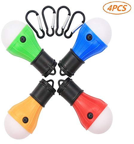 SumDirect 4 st LED campinglampa tältlampor, vattentät bärbar lampa, för orkannödsituation, hem, fiske, camping, vandring, ryggsäck och andra inomhus- och utomhusaktiviteter, batteridriven