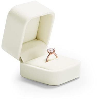 Oirlv Weiß Samt Ringbox Verlobung,Ringschatulle Schmuckbox für Hochzeit,Vorschlag,Valentinstag,Geschenk Einkaufszentrum Zähler Schmuck Display(Weiß)