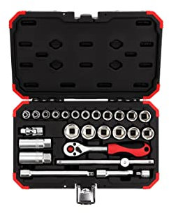 GEDORE red Steckschlüsselsatz, 26-teilig, Mit Umschaltknarre, Ratsche, Steckschlüssel- und Zündkerzeneinsatz, 3/8