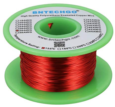 BNTECHGO 28 AWG magnettråd – emaljerad koppartråd – emaljerad magnet lindningstråd temperaturgradering 155 ?C används ofta för transformatorinduktorer 2 oz