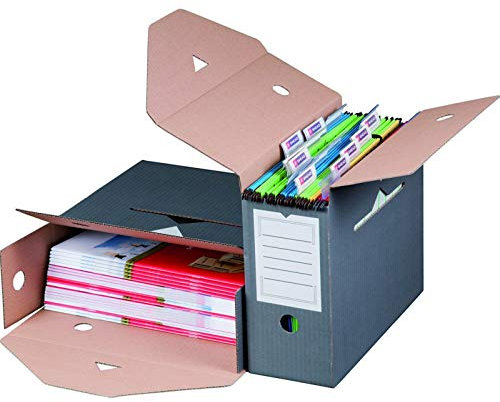 KK Verpackungen® Archivboxen für Hängemappen | 10 Stück, 330x120x265mm | Wiederverschließbare Archivschachteln mit Beschriftungsfeldern | Archivkartons mit 12cm Rückenbreite