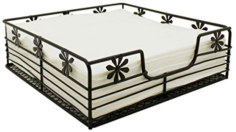 CVHOMEDECO. Primitives Flacher Serviettenhalter, dekorativer Cocktail-Papier-Serviettenhalter, rostig, 21 x 21 x 6,4 cm