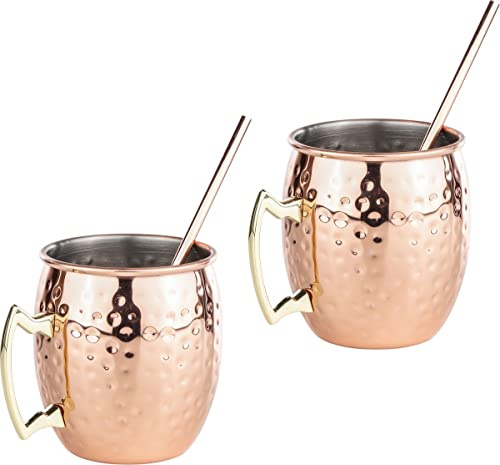 Haushalt International HI 16073 Mule Becher 2er Set mit Trinkhalmen