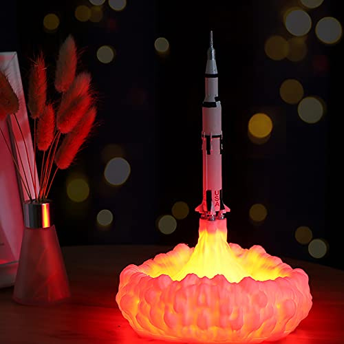 HGomx Rocket Lamp 3D Print 8.8 inch/22.5cm Space Shuttle Lamp Night Light Moon Lamp with USB Rechargeable for Rocket Lovers Boys Birthday Home light Decoration