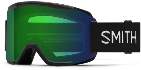SMITH Squad Goggles with ChromaPop Lens – Performance Snowsports Goggles with Replaceable Lens for Skiing & Snowboarding – for Men & Women – Black + ChromaPop Everyday Green Mirror