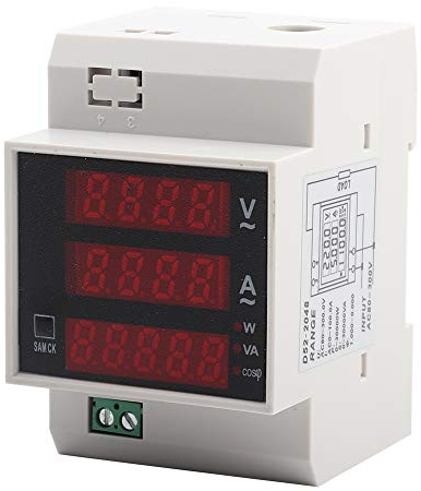 Amperometro Digitale, AC 80-300V 100A Potenza Elettrica Monitor Wattmetro Contatore di Energia Elettrica Multimetro Digitale Multifunzionale per Misuratore di Tensione su Guida DIN