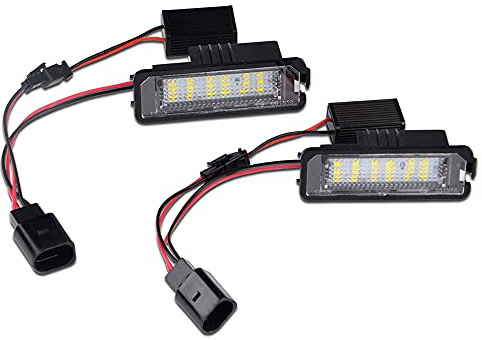 Aghami Plattenlicht 2 STÜCKE für VW Volkswagen Golf 4 5 6 7 Scirocco Polo 9N 6R Passat B6 CC RLINE Universal 12V LED Auto Nummern Lizenz Schwanzplatte Glühbirne LED-Kennzeichen
