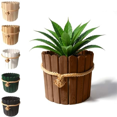 Floranica maceteros Decorativos Interior macetas de Pino Decorativas Cuerda de Yute cubremacetas Exterior Grandes 33 x 20cm Marrón