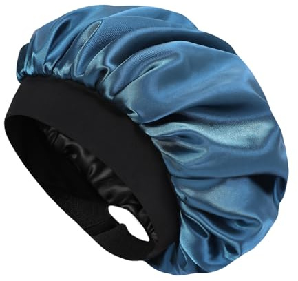 HAT HUT Schlafmütze aus Satin für Damen Herren, Seidenhaube Silk Bonnet Haarhaube, Verstellbares Breites Band, Doppellagig