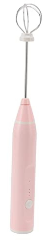 Mini Mixeur Plongeant électrique, Batteur à Oeufs électrique sans Fil avec Rechargeable par USB et 2 Têtes de Batteur à Oeufs pour Latte, Cappuccino, Chocolat Chaud, Oeuf(Rose)