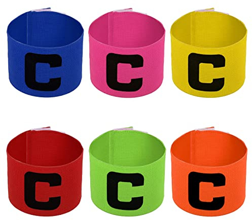 Deolven Kapitänsbinde, 6 Pcs Elastic Kapitäns Armbinde für Senioren Junior Fußball, Fussball Captain Armband, Netball Hockey Rugby Spielführer-armbinde für Jugendliche Rot/Gelb/Blau/Grün/Rosa/Orange